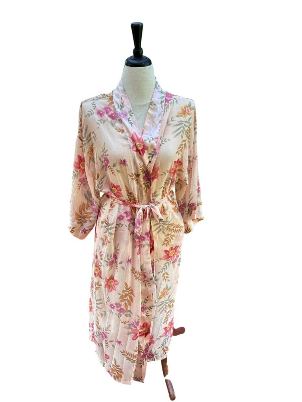 Floral Kimono Robe With Belt Lightweight Kathryn Pink L